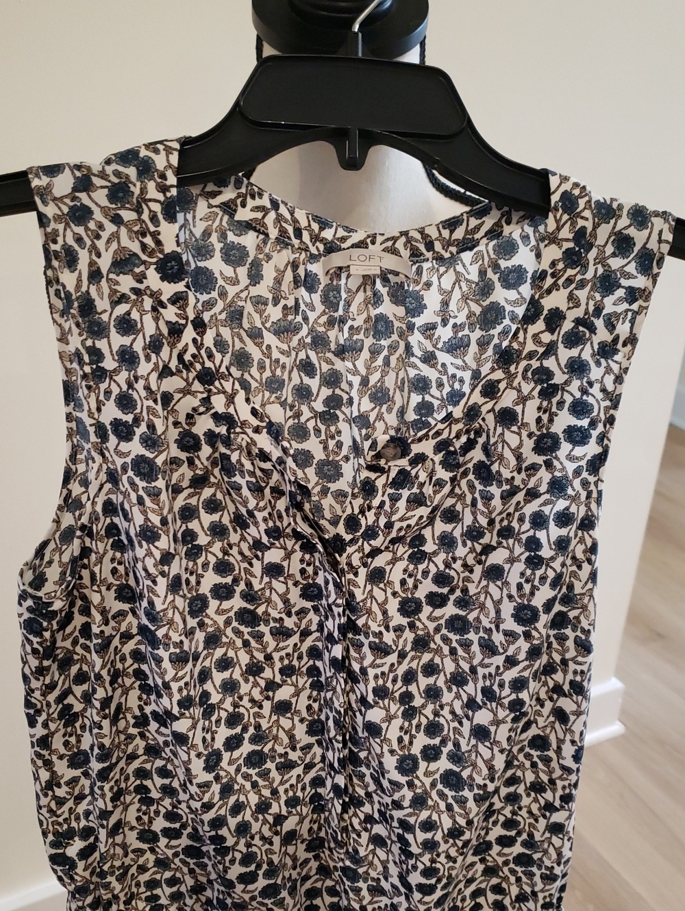 LOFT Romper with Teal & Tan Floral Print Sleeveless